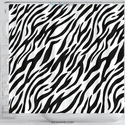 Horses Zebra Art Print Unique Design Shower Curtain