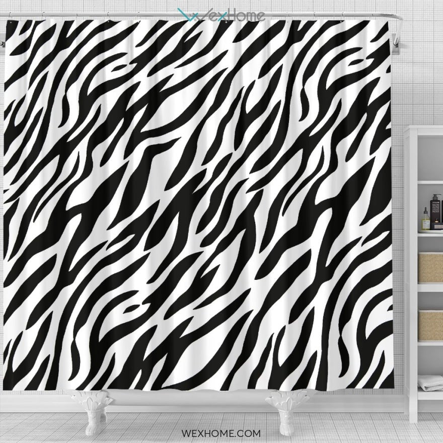Horses Zebra Art Print Unique Design Shower Curtain