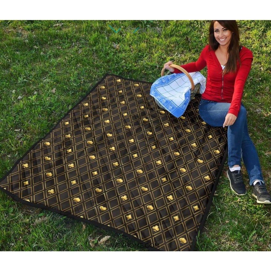 Casino Cards Suits Pattern Print Design 01 Premium Quilt