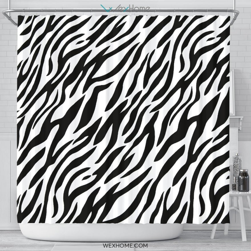 Horses Zebra Art Print Unique Design Shower Curtain
