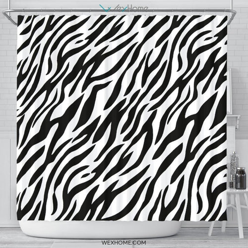 Horses Zebra Art Print Unique Design Shower Curtain