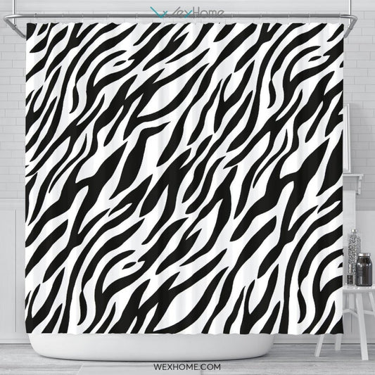 Horses Zebra Art Print Unique Design Shower Curtain