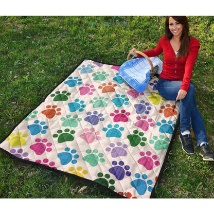Dog Paws Pattern Print Design 01 Premium Quilt