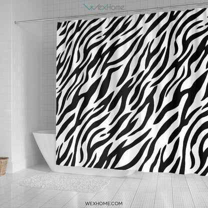 Horses Zebra Art Print Unique Design Shower Curtain