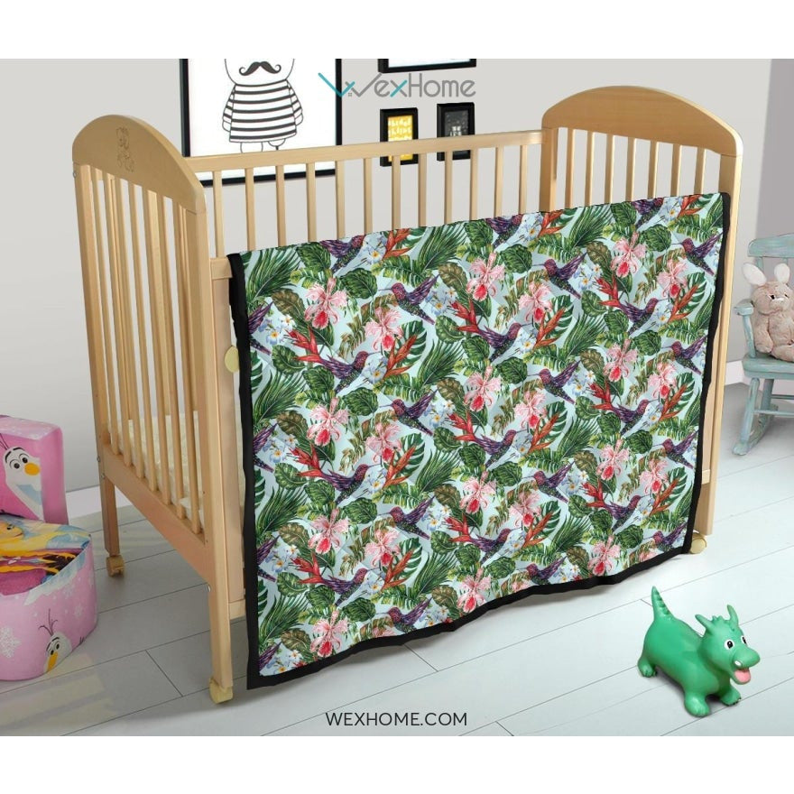 Hummingbird Pattern Print Design 05 Premium Quilt