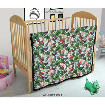 Hummingbird Pattern Print Design 05 Premium Quilt