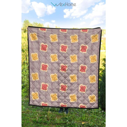 Bread Toast Pattern Print Design 05 Premium Quilt