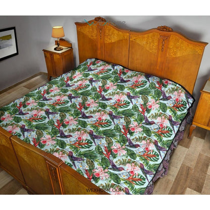 Hummingbird Pattern Print Design 05 Premium Quilt