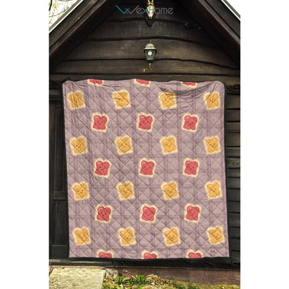 Bread Toast Pattern Print Design 05 Premium Quilt