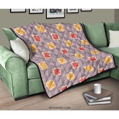 Bread Toast Pattern Print Design 05 Premium Quilt