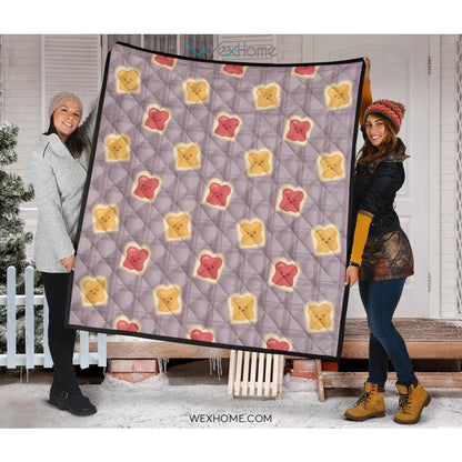 Bread Toast Pattern Print Design 05 Premium Quilt