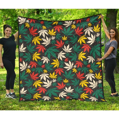 Canabis Marijuana Weed Pattern Print Design 02 Premium Quilt