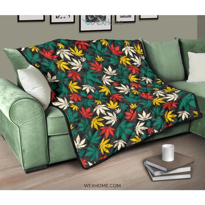 Canabis Marijuana Weed Pattern Print Design 02 Premium Quilt