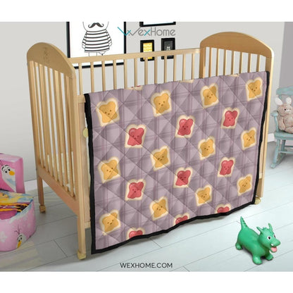 Bread Toast Pattern Print Design 05 Premium Quilt