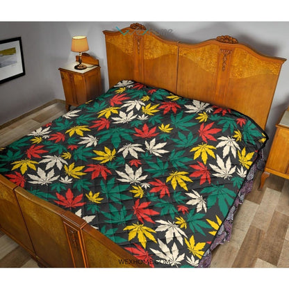 Canabis Marijuana Weed Pattern Print Design 02 Premium Quilt