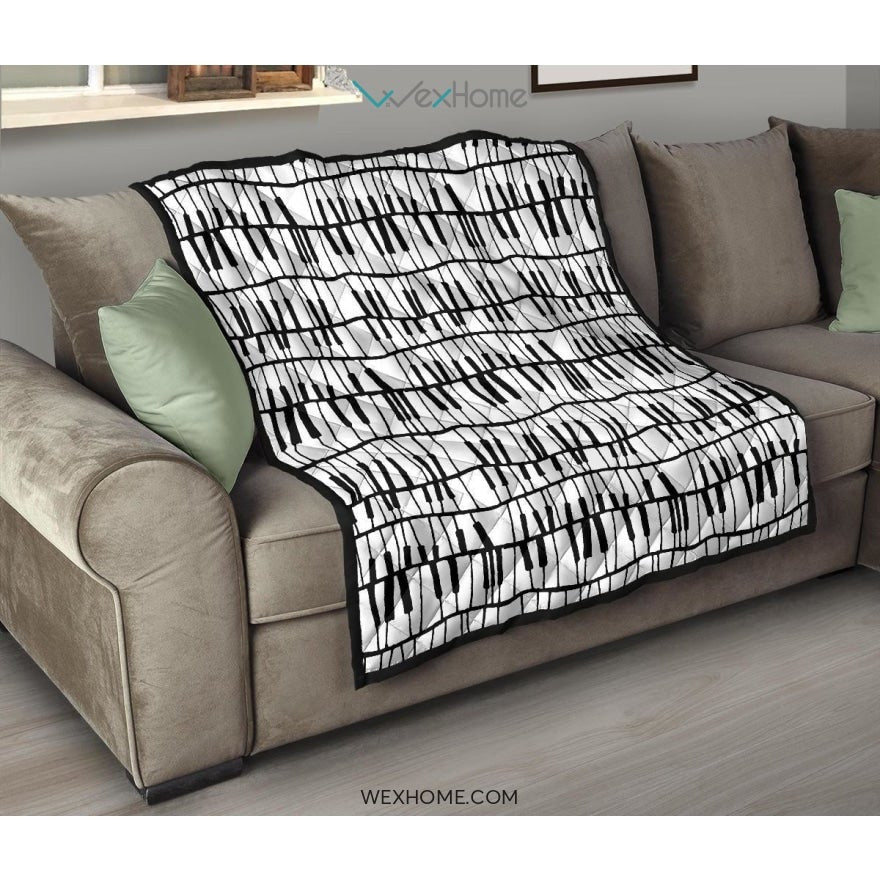 Piano Pattern Print Design 03 Premium Quilt