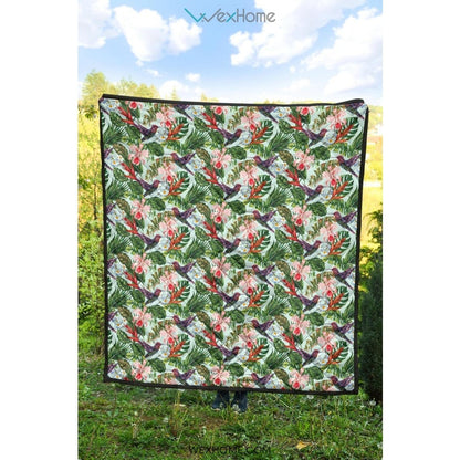 Hummingbird Pattern Print Design 05 Premium Quilt