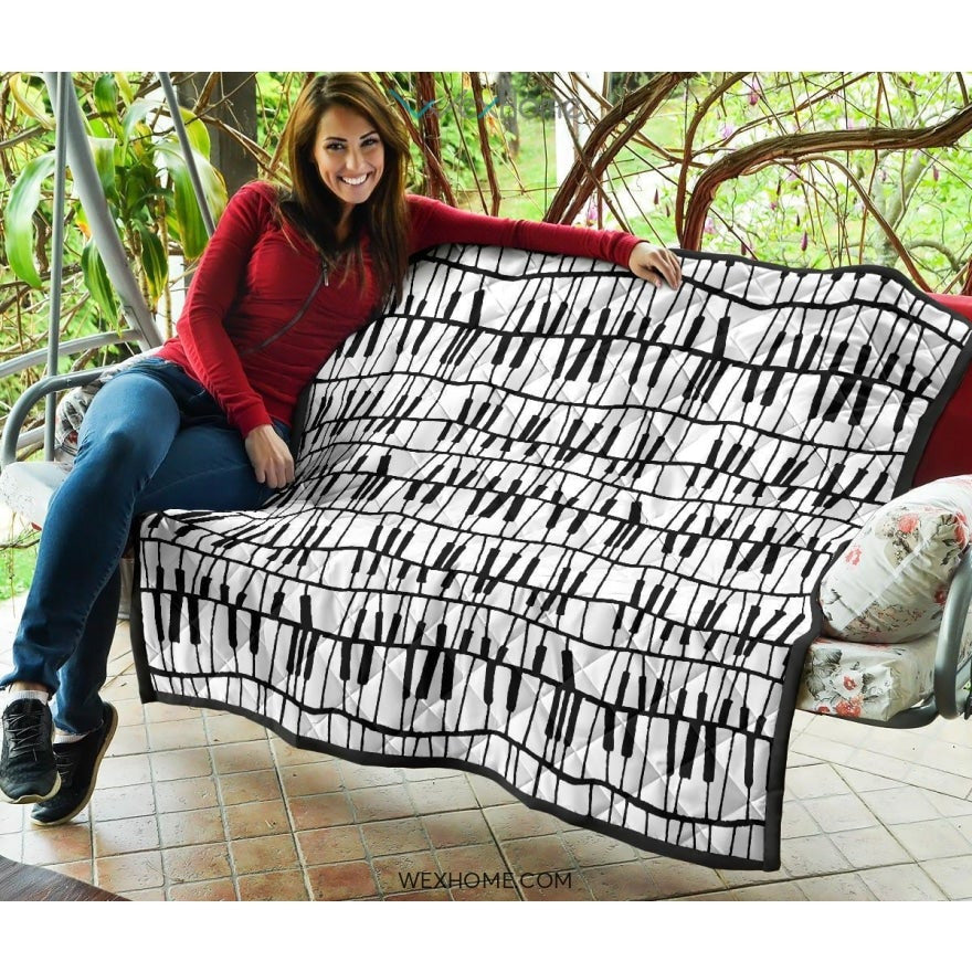 Piano Pattern Print Design 03 Premium Quilt
