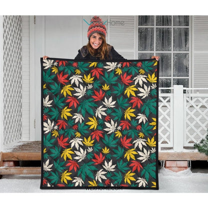 Canabis Marijuana Weed Pattern Print Design 02 Premium Quilt
