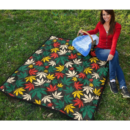 Canabis Marijuana Weed Pattern Print Design 02 Premium Quilt