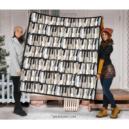 Piano Pattern Print Design 04 Premium Quilt