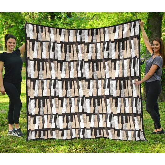 Piano Pattern Print Design 04 Premium Quilt