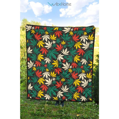 Canabis Marijuana Weed Pattern Print Design 02 Premium Quilt