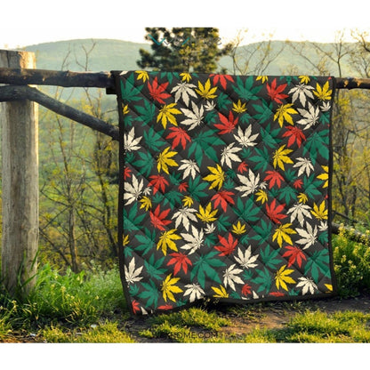 Canabis Marijuana Weed Pattern Print Design 02 Premium Quilt