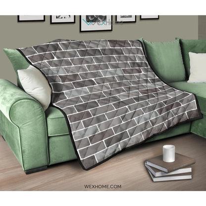 Brick Printed Pattern Print Design 05 Premium Quilt