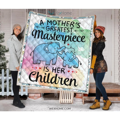 WEXHOME A Mother's Masterpiece Is Children Elephant Mom Premium Quilt