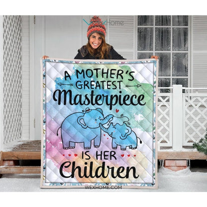 WEXHOME A Mother's Masterpiece Is Children Elephant Mom Premium Quilt