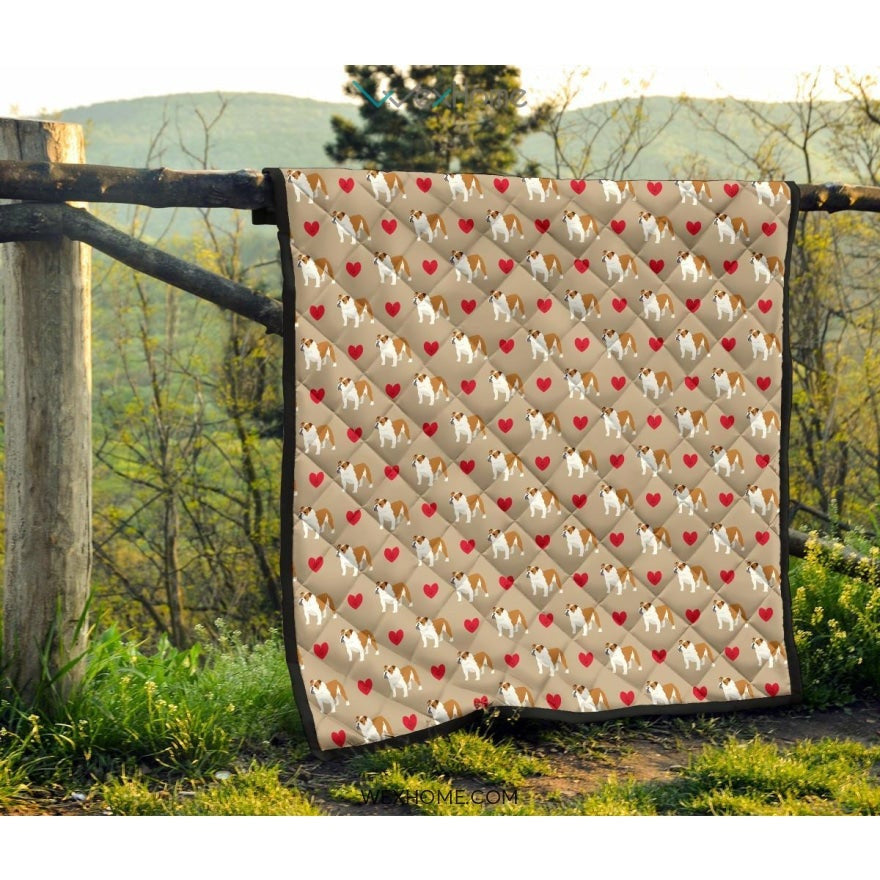 English Bulldog Pattern Print Design 05 Premium Quilt
