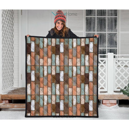 Wood Printed Pattern Print Design 02 Premium Quilt