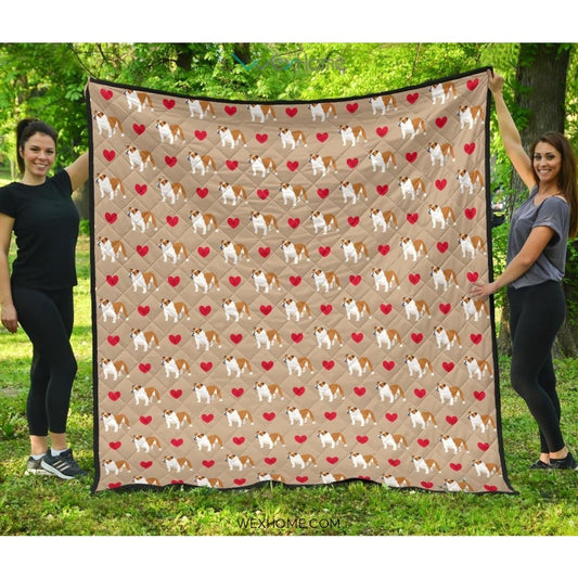 English Bulldog Pattern Print Design 05 Premium Quilt