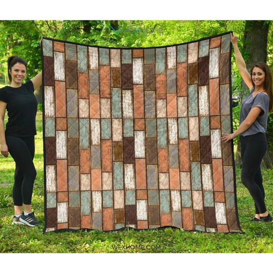 Wood Printed Pattern Print Design 02 Premium Quilt