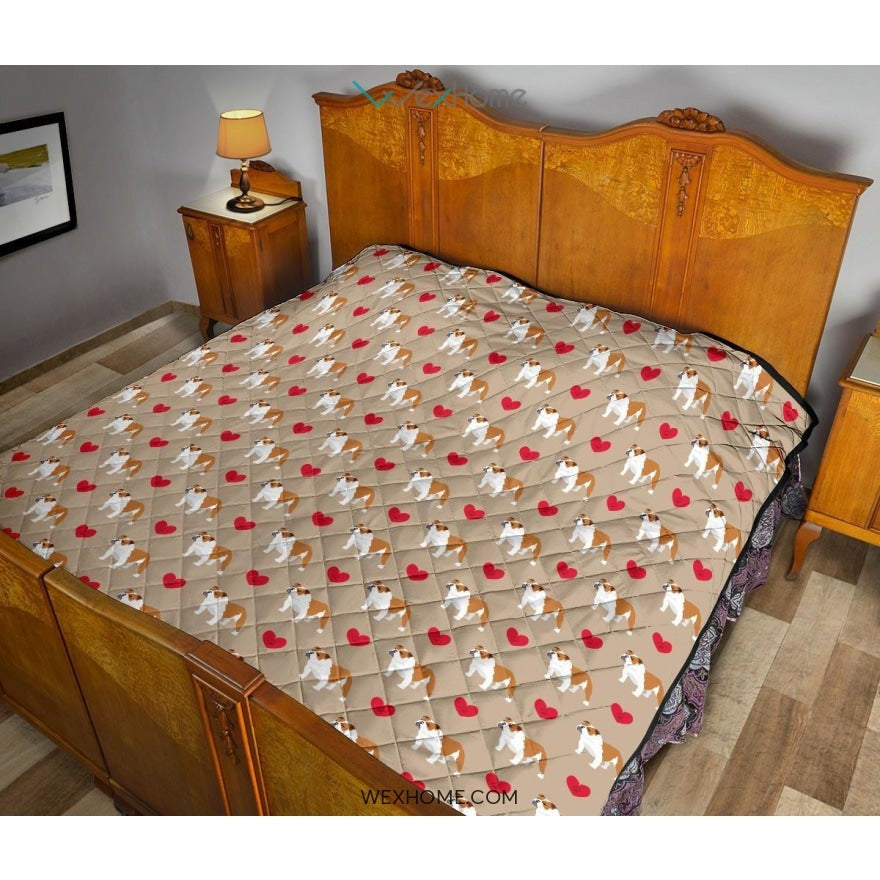 English Bulldog Pattern Print Design 05 Premium Quilt