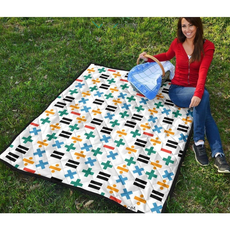 Math Pattern Print Design 05 Premium Quilt
