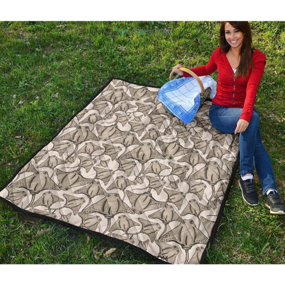 Stingray Pattern Print Design 05 Premium Quilt
