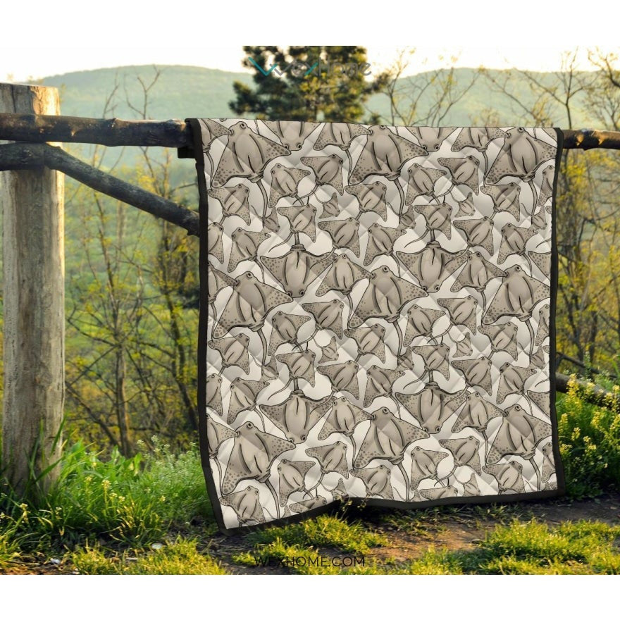 Stingray Pattern Print Design 05 Premium Quilt