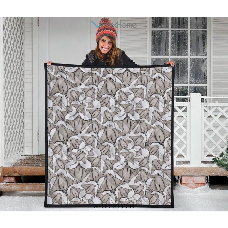 Stingray Pattern Print Design 05 Premium Quilt