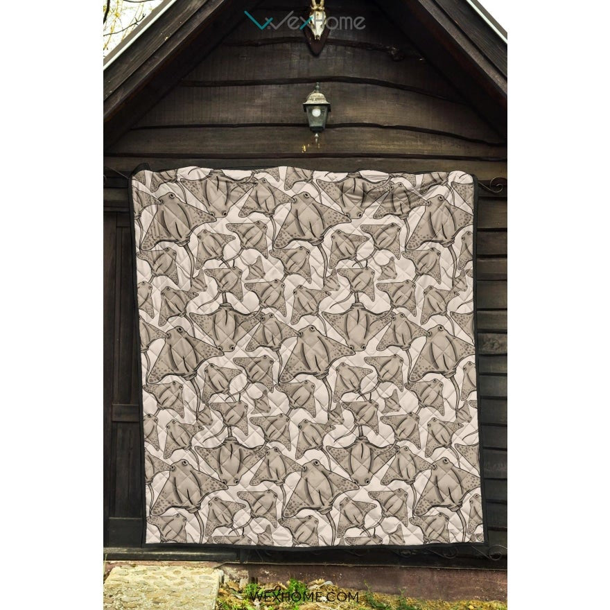 Stingray Pattern Print Design 05 Premium Quilt