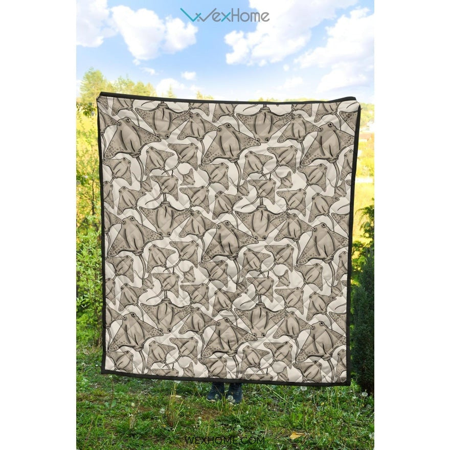 Stingray Pattern Print Design 05 Premium Quilt