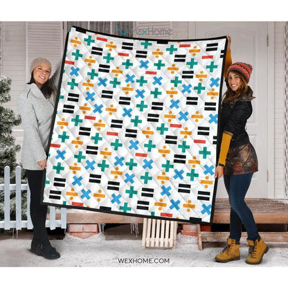 Math Pattern Print Design 05 Premium Quilt
