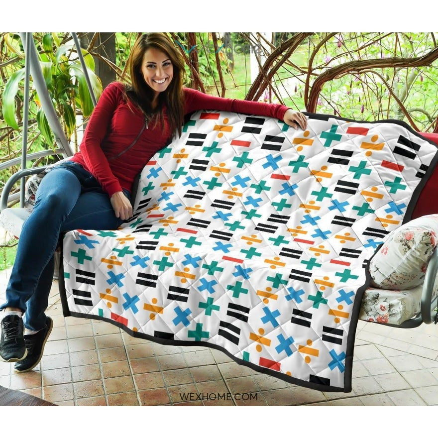 Math Pattern Print Design 05 Premium Quilt