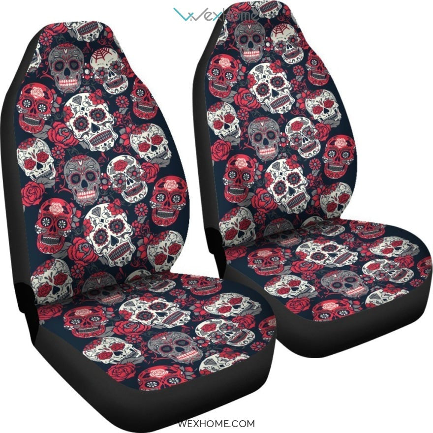 Pink Sugar Skull Pattern Car Seat Cover 191119 (Set of 2)
