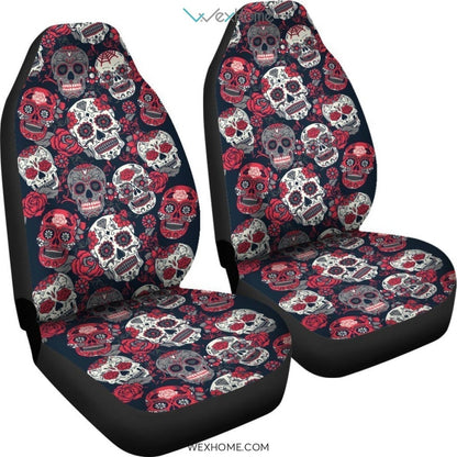 Pink Sugar Skull Pattern Car Seat Cover 191119 (Set of 2)