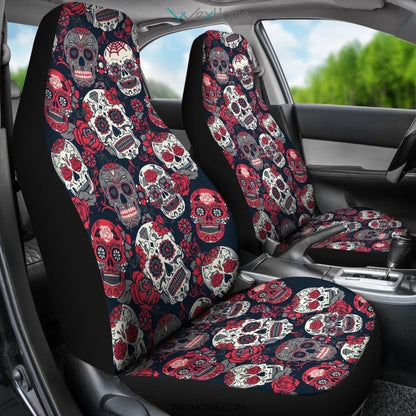 Pink Sugar Skull Pattern Car Seat Cover 191119 (Set of 2)