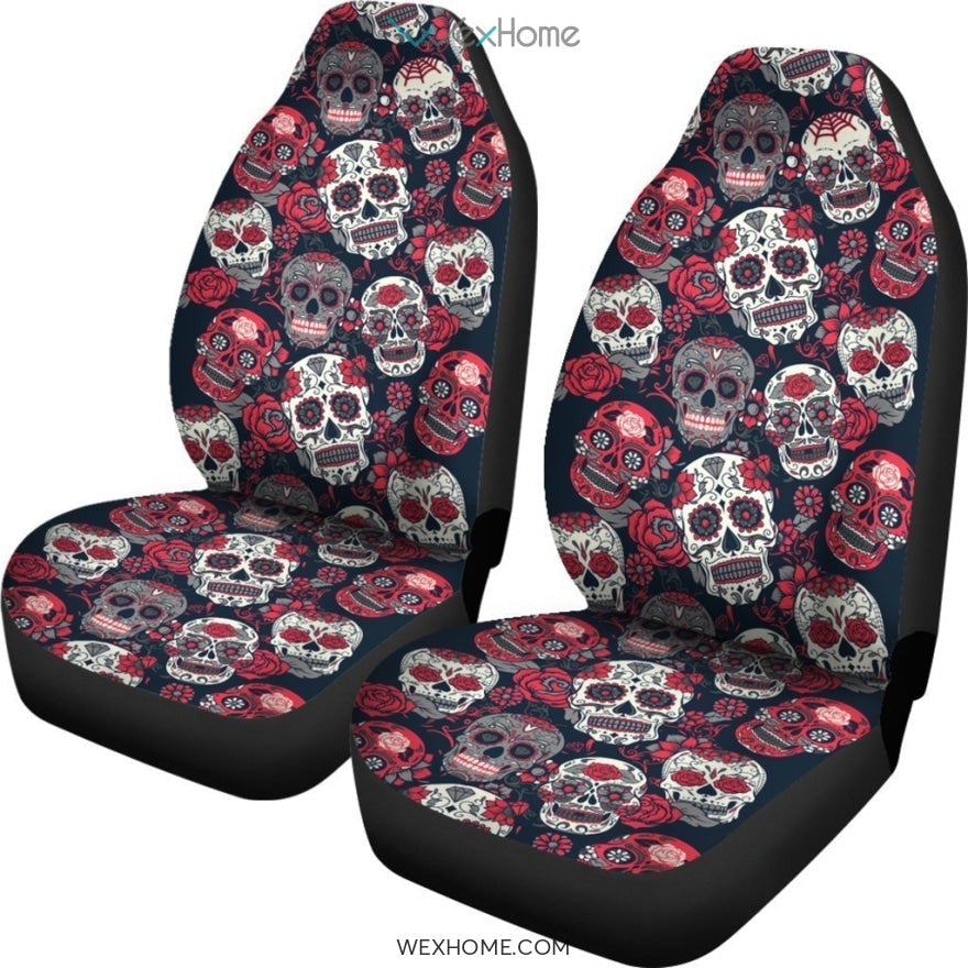 Pink Sugar Skull Pattern Car Seat Cover 191119 (Set of 2)