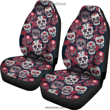 Pink Sugar Skull Pattern Car Seat Cover 191119 (Set of 2)