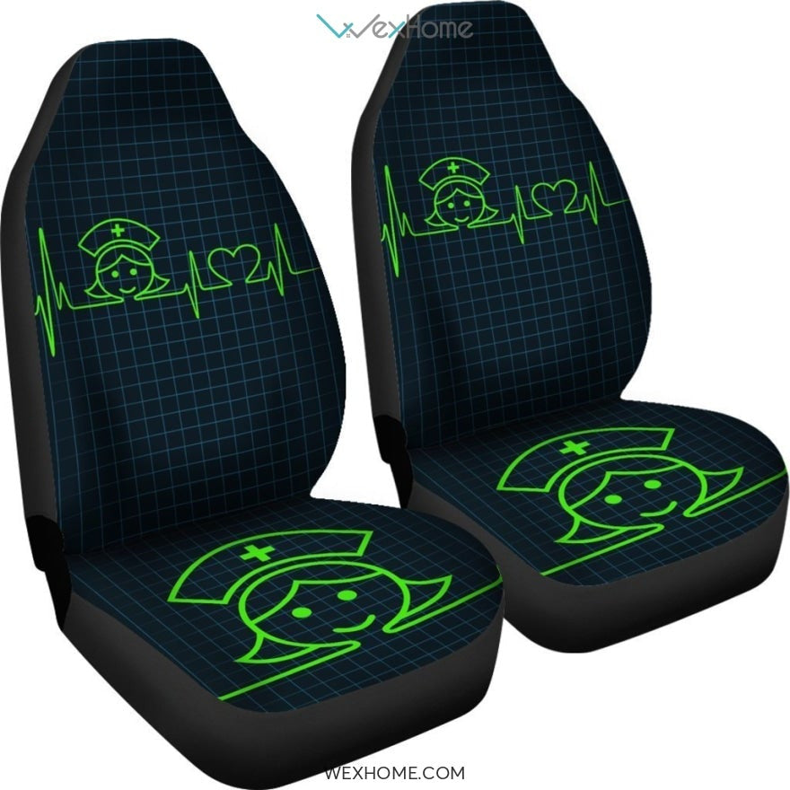 Nurse Heartbeat Green theme Car Seat Cover 191119 (Set of 2)